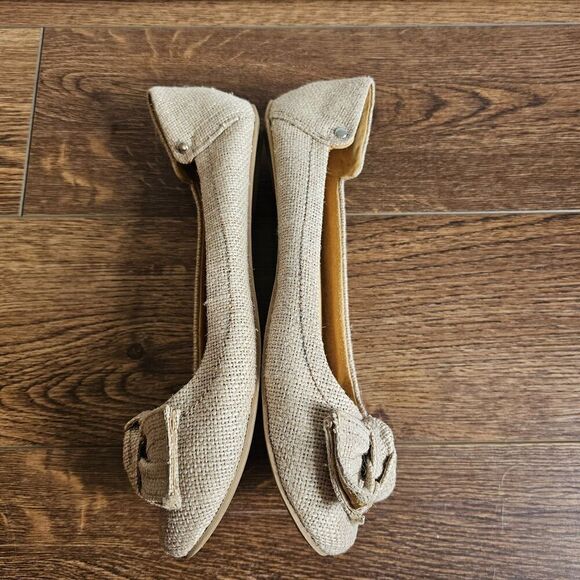 LIVIE AND LUCA Women's 9.5 Jute Burlap Bow Delicate Feminine Flats Nola - Picture 5 of 9